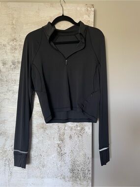 lululemon athletica Black Ribbed Quarter-Zip Long-Sleeve Pullover